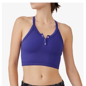 NWT FREE PEOPLE FREE THROW HENLEY BRALETTE IN DARK BLUE, SIZE MEDIUM